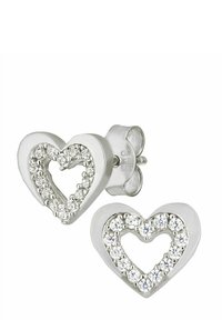 DIAMANT L'ÉTERNEL HEART WITH CZ STONES - Auskari - white gold coloured