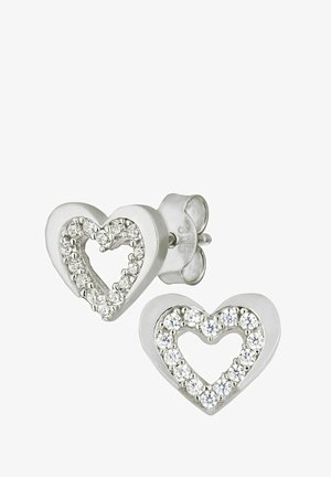 DIAMANT L'ÉTERNEL HEART WITH CZ STONES - Korvakorut - white gold coloured
