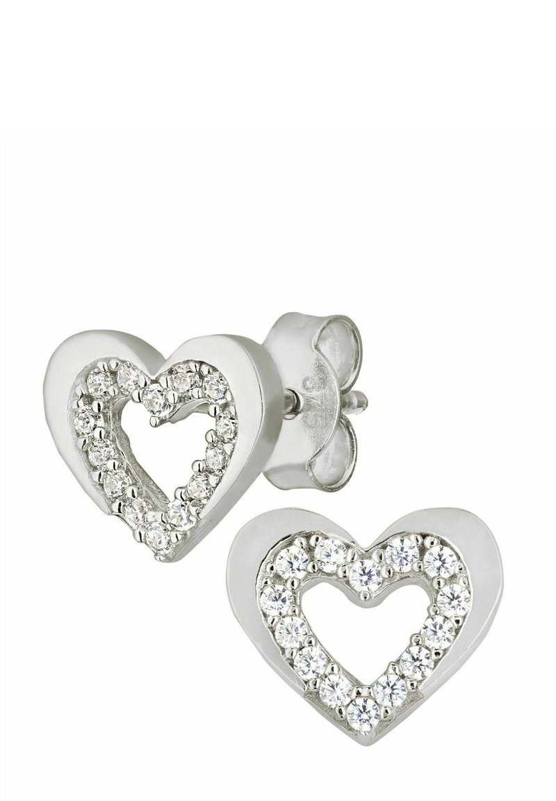 DIAMANT L'ÉTERNEL HEART WITH CZ STONES - Auskari - white gold coloured
