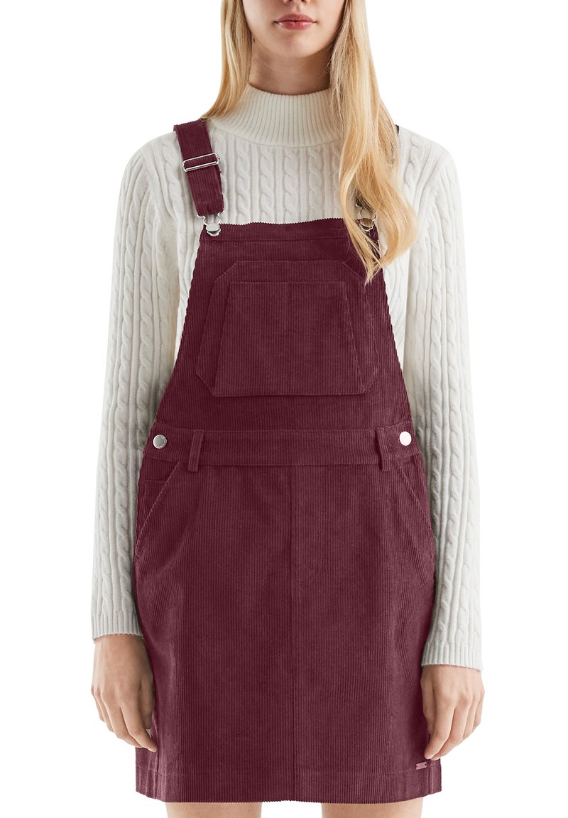 princess polly baby blue dress Topshop PETITE Burgundy Corduroy Buckle Dress main image 1