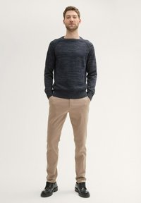 TOM TAILOR TRAVELER - Stoffhose - beige zig zag structure