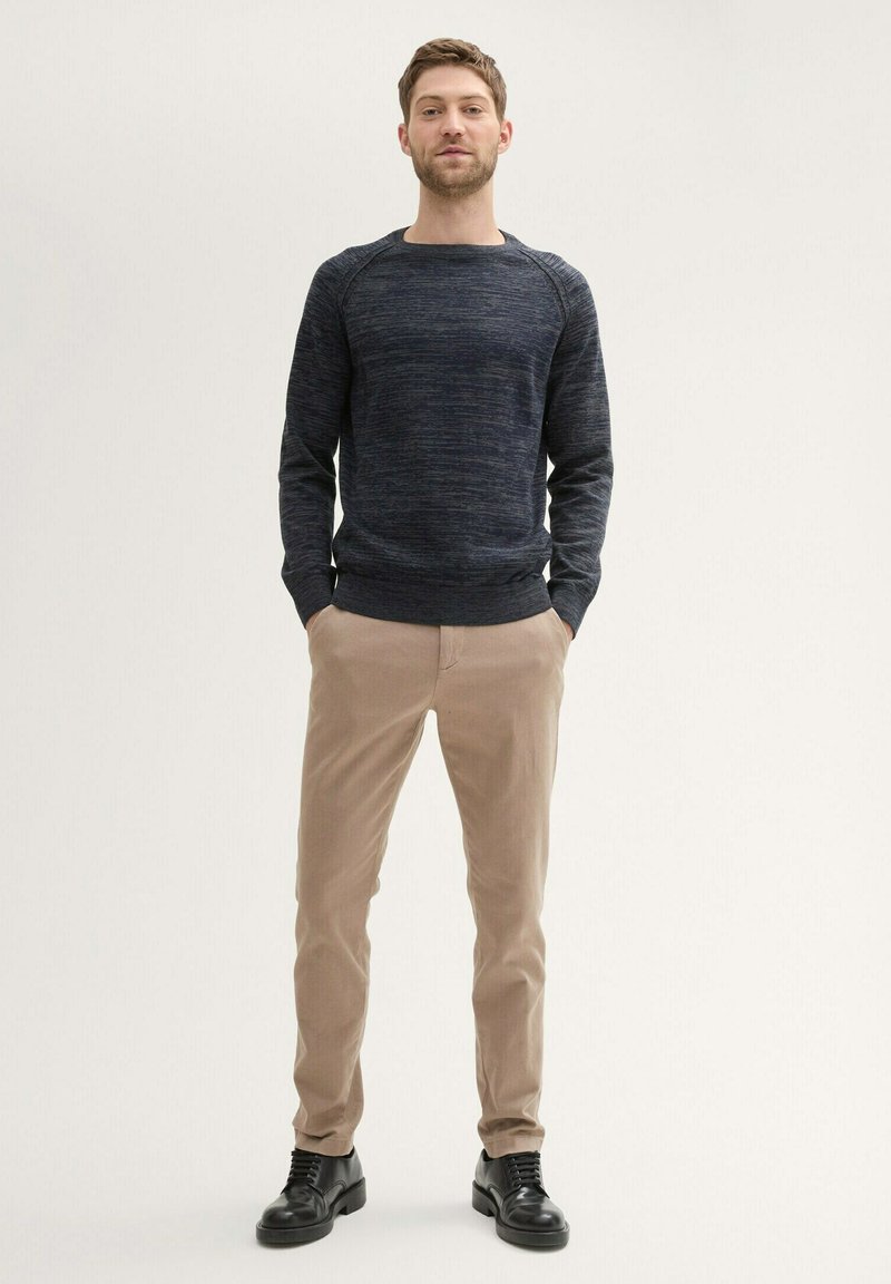 TOM TAILOR TRAVELER - Stoffhose - beige zig zag structure