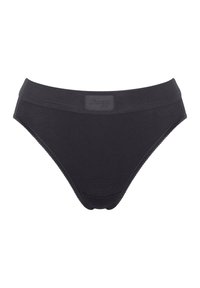 Sort bomuldsunderbukser med en glat finish, udstyret med en linning med et mærket label og enkle syede kanter.