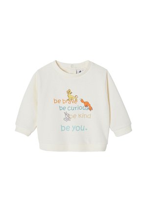 Cream toddler sweatshirt with Lion King characters and text: "be brave, be curious, be kind, be you."