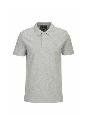 Grijze poloshirt van zachte katoen, met een kraag, korte mouwen en een klein logo-opdruk op de linkerborst.