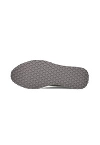 Shoe sole, rubber material, textured surface with small star patterns, predominantly gray color, designed for traction and durability.