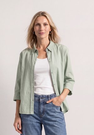 Street One, 3/4 SLEEVE SHIRT BLOUSE WITH CORDUROY MIX - Chemisier - eucalyptus green