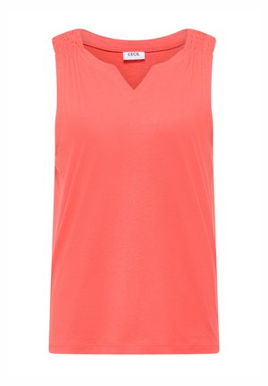 Cecil TOP MIT SPLIT NECK IN UNIFARBE - Débardeur - shiny coral