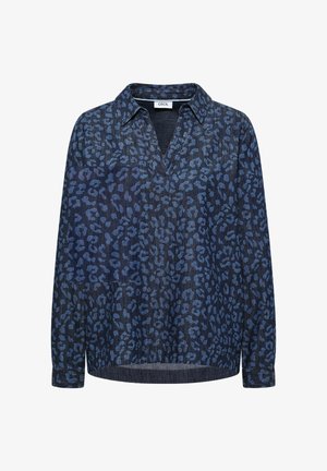 Cecil, Short-sleeved shirt-style top with checked pattern - Camicetta - dark blue wash