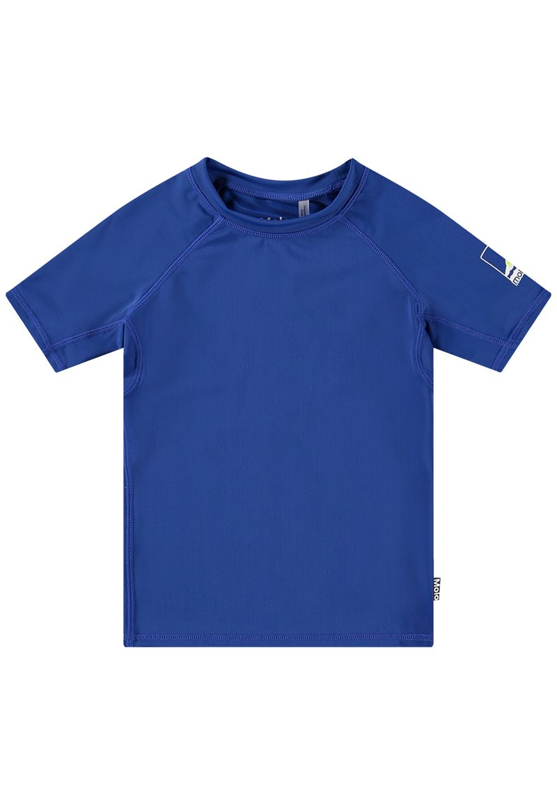 Zils īsām piedurknēm paredzēts rash guards, izgatavots no ātri žūstoša auduma. Tam ir apaļš kakla izgriezums un plakanšuves, kas nodrošina komfortu un izturību.