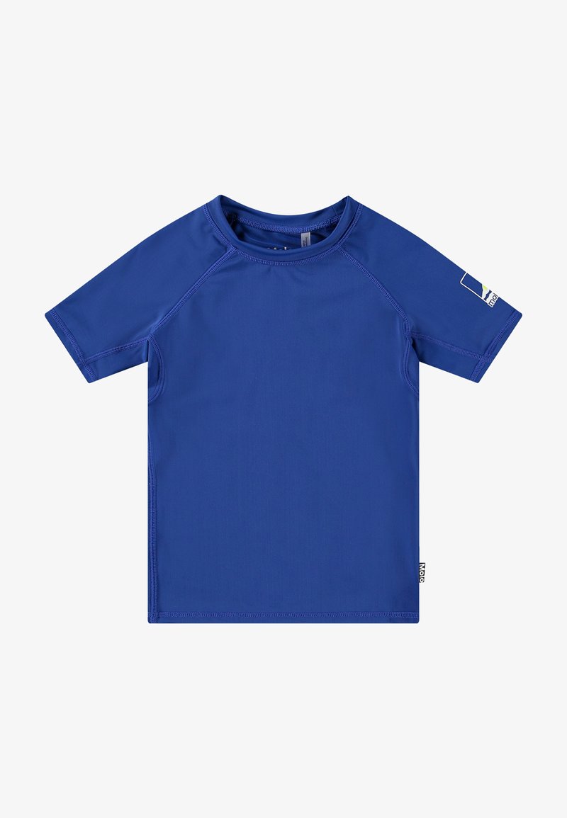 Zils īsām piedurknēm paredzēts rash guards, izgatavots no ātri žūstoša auduma. Tam ir apaļš kakla izgriezums un plakanšuves, kas nodrošina komfortu un izturību.