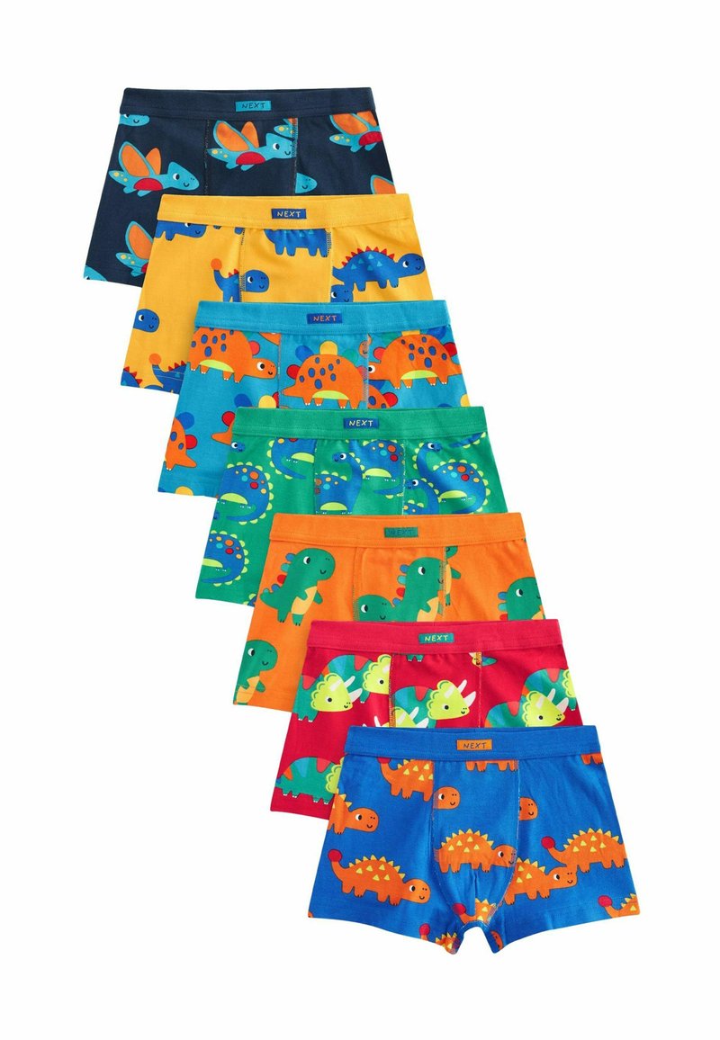Boxer-briefs pour enfants en couleurs assorties et motifs de dinosaures, dotés d'une ceinture élastique confortable avec la marque "NEXT".