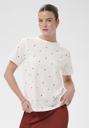 CORDELIA - T-shirt imprimé - chalk w/red hearts