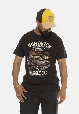 MANCHES COURTES COL ROND MUSCLE - T-shirt imprimé - noir