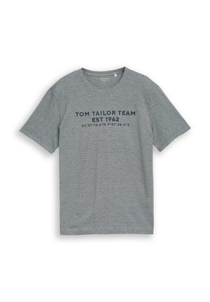 TOM TAILOR, T-SHIRT MIT LOGO-PRINT - T-shirt con stampa - navy white stripes