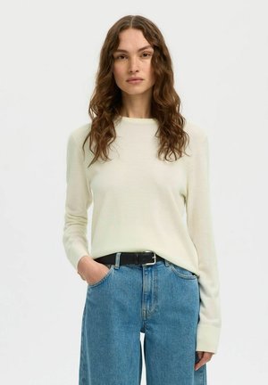Selected SLFTHEA LS KNIT MERINO O-NECK NOOS - Pullover - egret