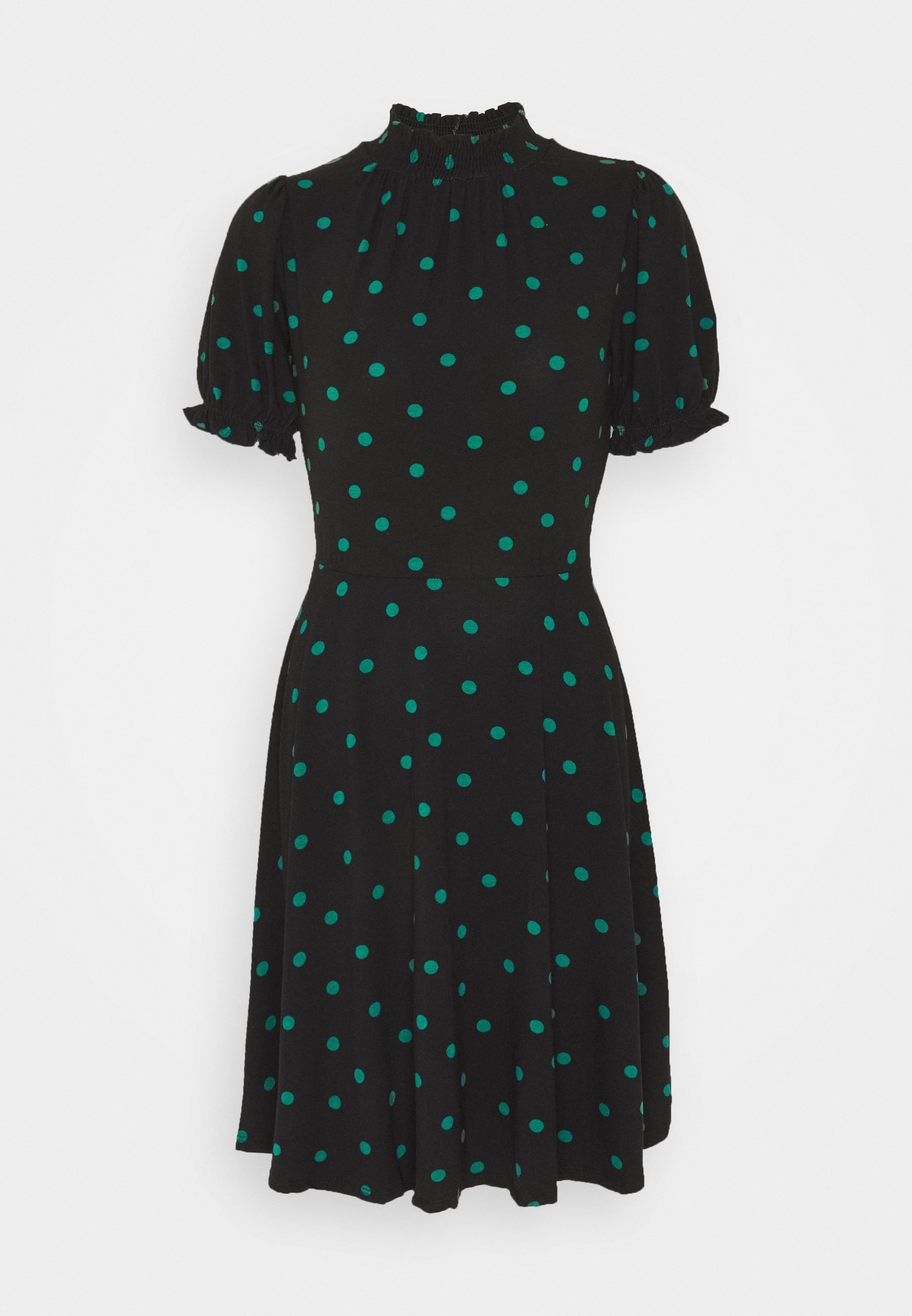 Grønn Dorothy Perkins Klær, Sko & Accessories | Dameklær Dorothy Perkins TIA FLORAL RUFFLE LONG SLEEVE DRESS - Kjole - green