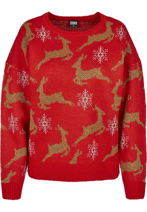 OVERSIZED CHRISTMAS - Pulover - red/gold