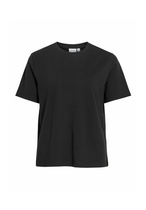 VILA, SHORT-SLEEVED T-SHIRT VILURA ROUND NECK - Trükipildiga T-särk - black beauty1