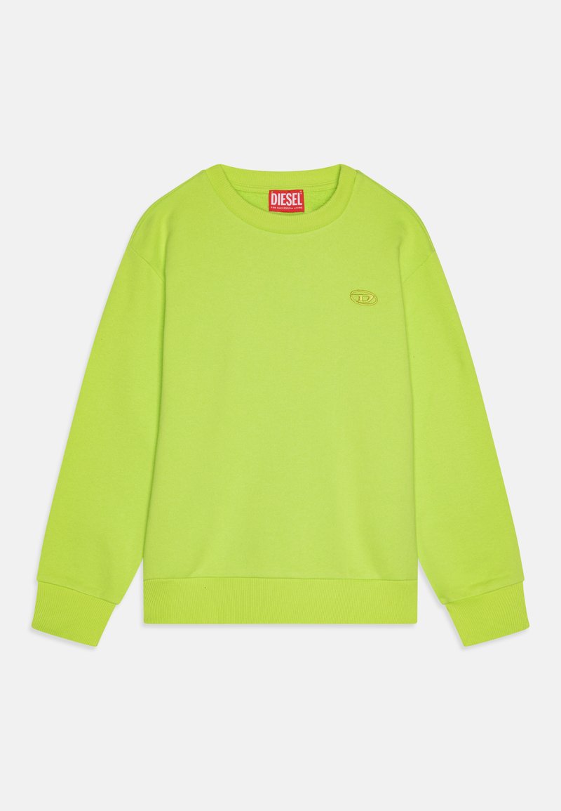 Felpa verde neon con polsini e orlo a coste, collo rotondo e logo in rilievo discreto sul petto. Realizzata in un tessuto morbido e confortevole.