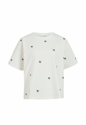 VILA, SHORT-SLEEVED T-SHIRT VIMONIE ROUND NECK - Camiseta estampada - snow white