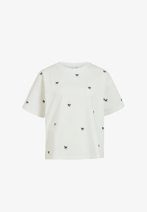 VILA, SHORT-SLEEVED T-SHIRT VIMONIE ROUND NECK - Camiseta estampada - snow white