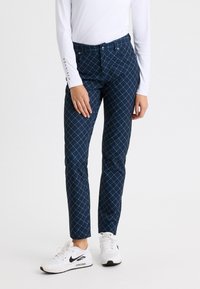 Röhnisch CHIE COMFORT - Tygbyxor - micro r check navy