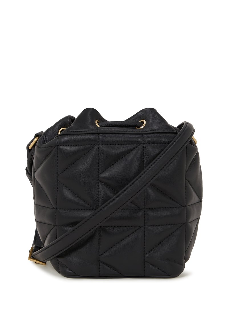 Karl Lagerfeld Black Quilted Drawstring Backpack with Gold Accents Karl Lagerfeld Nylon Exterior Backpack Bags & Handbags for  main image 4
