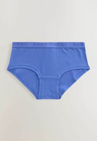 Mutande in cotone blu con cinturino che presenta il logo "NEXT" ripetuto su uno sfondo chiaro.