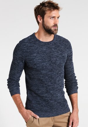 Selected SLHVINCE BUBBLE CREW NECK - Jumper - dark sapphire/twisted blue mirag