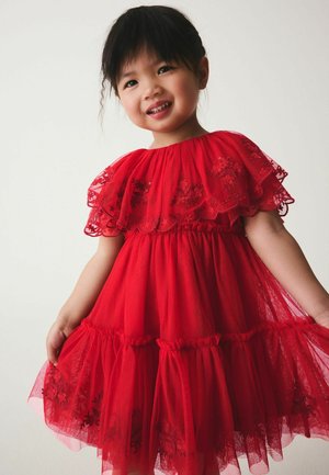 Next, EMBROIDERED MESH CAPE OCCASION DRESS - Cocktailklänning - bright red