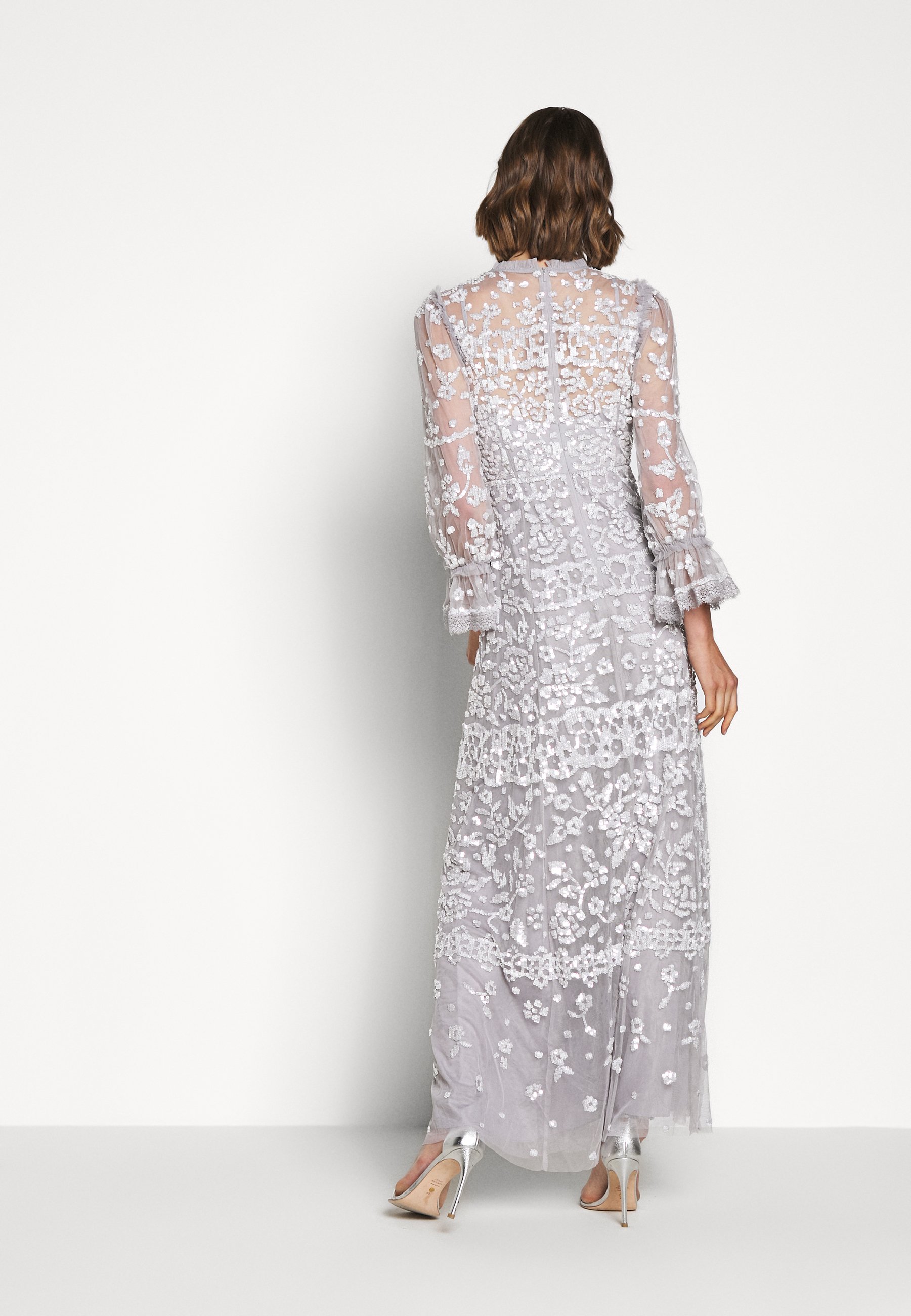 needle and thread silver dress