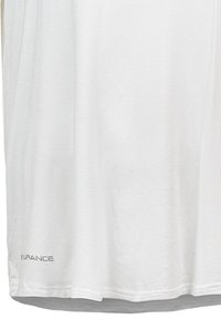 Vit sporttröja i mjukt tyg med rundad halsringning och ordet "Endurance" tryckt i silver längst ner till vänster.