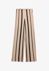 STRIPE WIDE LEG - Trousers - black mix