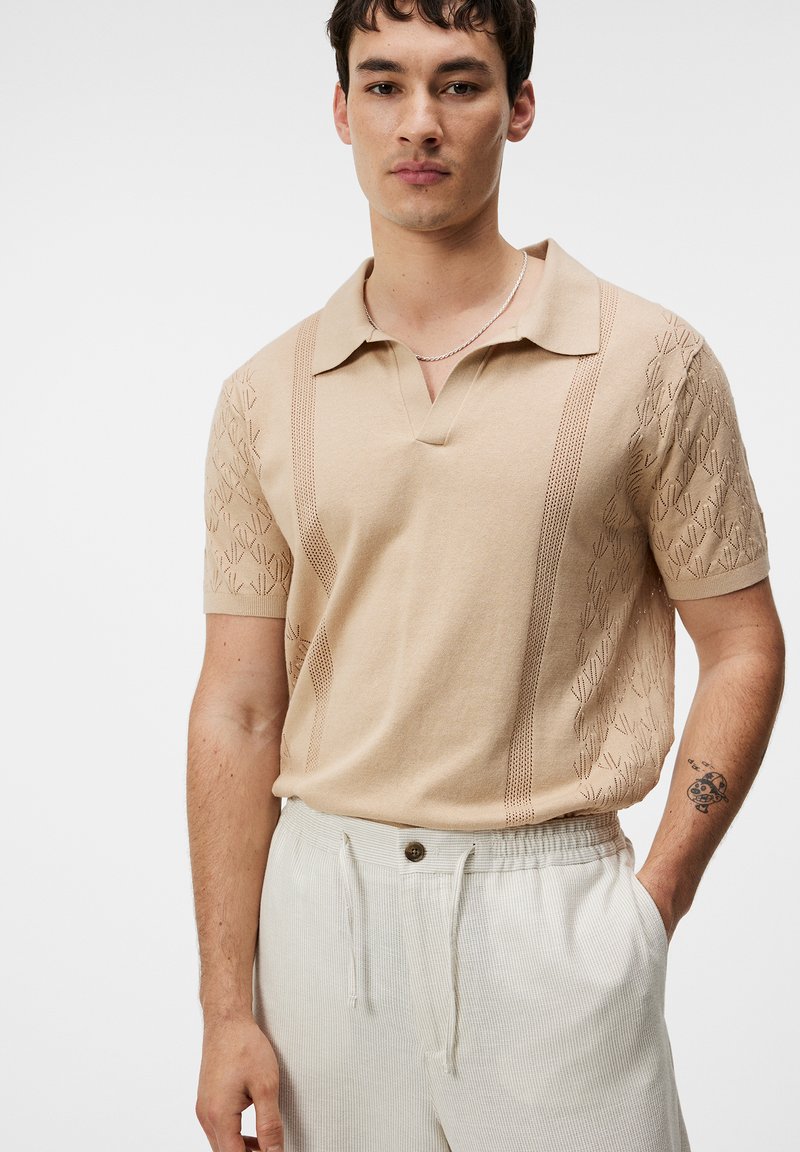 J.LINDEBERG RINGO OPEN COLLAR - Polokošeľa - safari beige