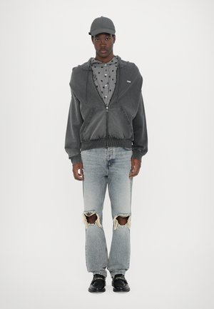 SHOULDERLESS HOODIE UNISEX - Zip-up sweatshirt - black