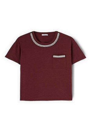 Motivi, T-SHIRT CON RICAMO DI PERLINE - T-shirts print - marrone