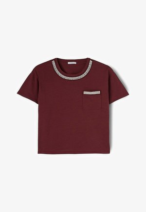 Motivi, T-SHIRT CON RICAMO DI PERLINE - T-Shirt print - marrone