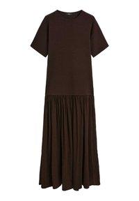 LONG WITH CONTRAST GATHERED DETAIL - Vestito casual - dark brown