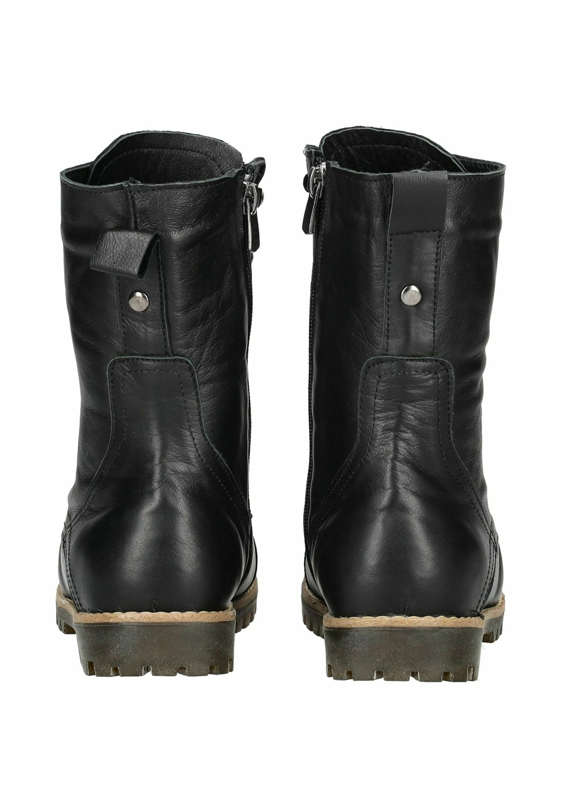 Bottines En Cuir Lisse Noir Andrea Conti Pour Femme - Lacets Et Fermeture éclair, Semelle Antidérapante