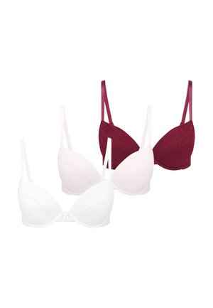 3 PACK - Push-up BH - weiß rosé brombeer