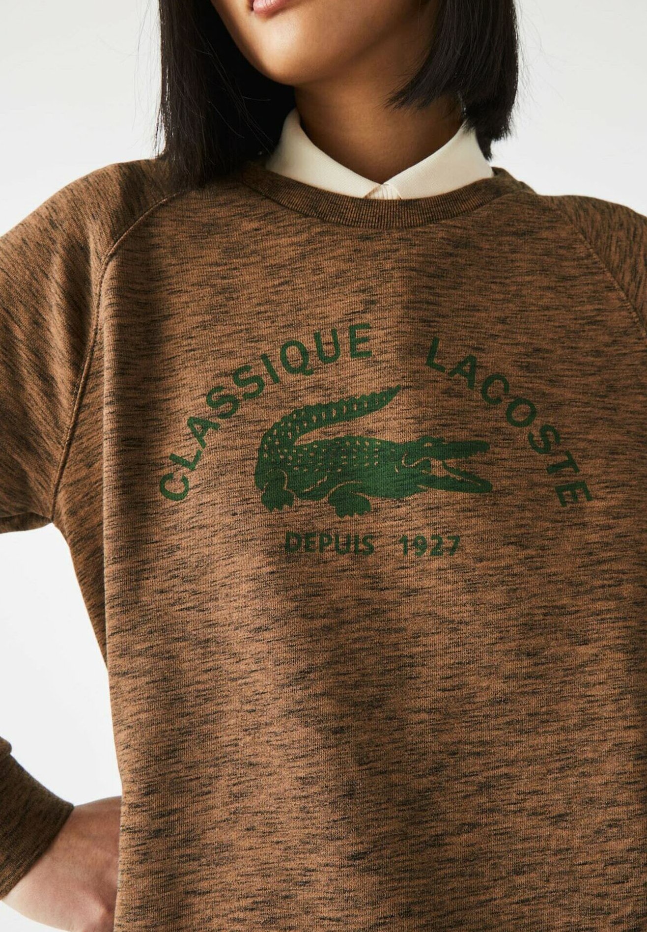Hombre Sudadera unisex Lacoste LIVE x Walk in Paris de terciopelo de rayas  Blanco / Marrón | Sudaderas Lacoste « Extrabalon