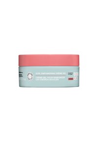 Curl Empowering Crème Gel in een ronde, lichtblauwe verpakking met een roze deksel, 6,7 oz. Vegan-label aan de zijkant. Soepele textuur, duidelijke branding.