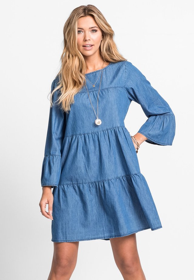 MIT VOLANTS VERZIERTES  - Jeanskleid - blau