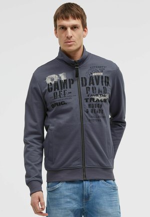 Camp David, CAMP DAVID SWEATJACKE MIT LABEL PRINT - Sweatjacke - blue grey