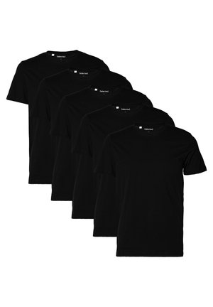 Selected, SLHCORMAC 5 PACK - T-shirt basic - black