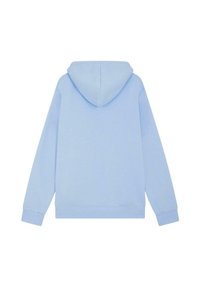 Felpa azzurra chiara con tasca a marsupio, polsini e orlo a coste. Tessuto morbido e liscio, con cappuccio regolabile e design della schiena senza cuciture.