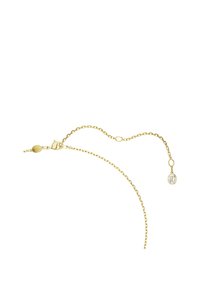 Gul kædearmbånd med et delikat design, der har en klar ottekantet accent, teksturerede led og en sikker lukning.