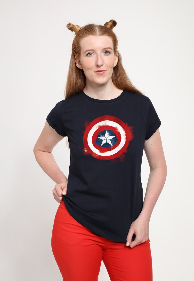 Henry Tiger AVENGERS ENDGAME CAPTAIN AMERICA SPRAY LOGO - Camiseta estampada - navy blue