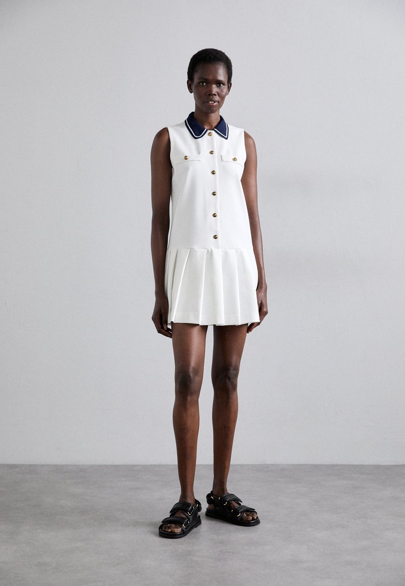 sandro white shirt dress Sandro Light Blue Star Lace and Chiffon Sheer Sleeveless Mini Dress L